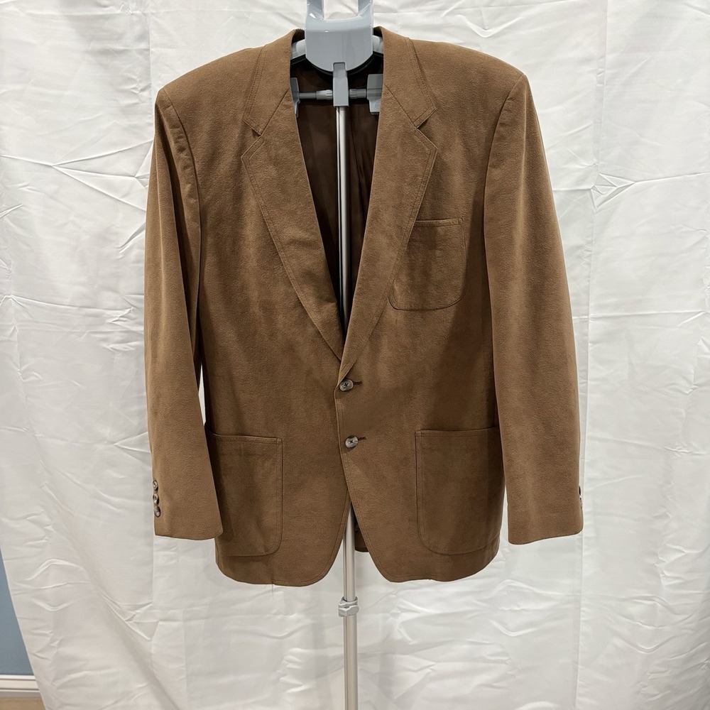 Saks Fifth Avenue Vintage Ultra Suede Mens Large Jacket Brown Blazer Y2K 44